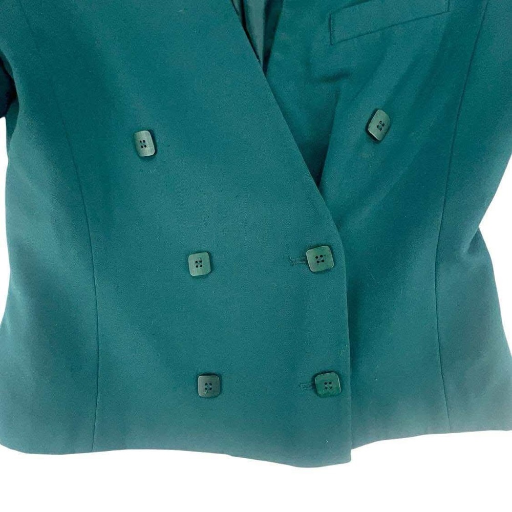 Vintage Karen Scott size 8 Petites Green Short‎ Sleeve Blazer Jacket Business - Picture 4 of 12